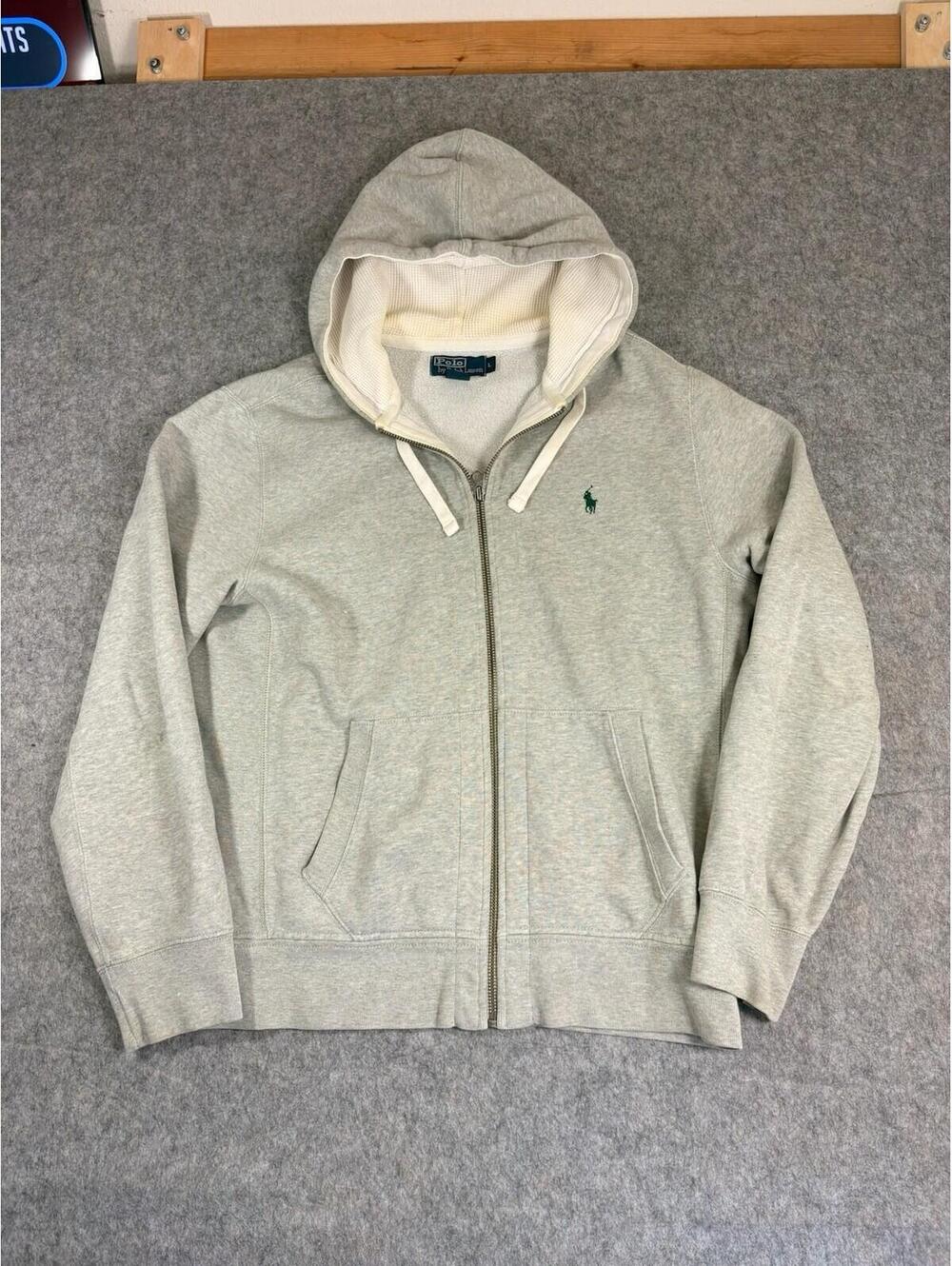 Vintage Polo Ralph Lauren Hoodie Mens Large Gray Long Sleeve Full-Zip
